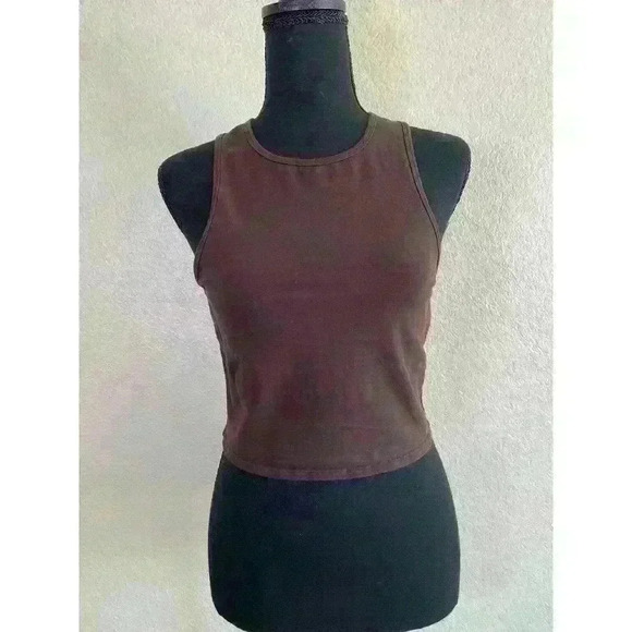 Good American cut in crop top coffee001 Brown women size 2 - Picture 1 of 7